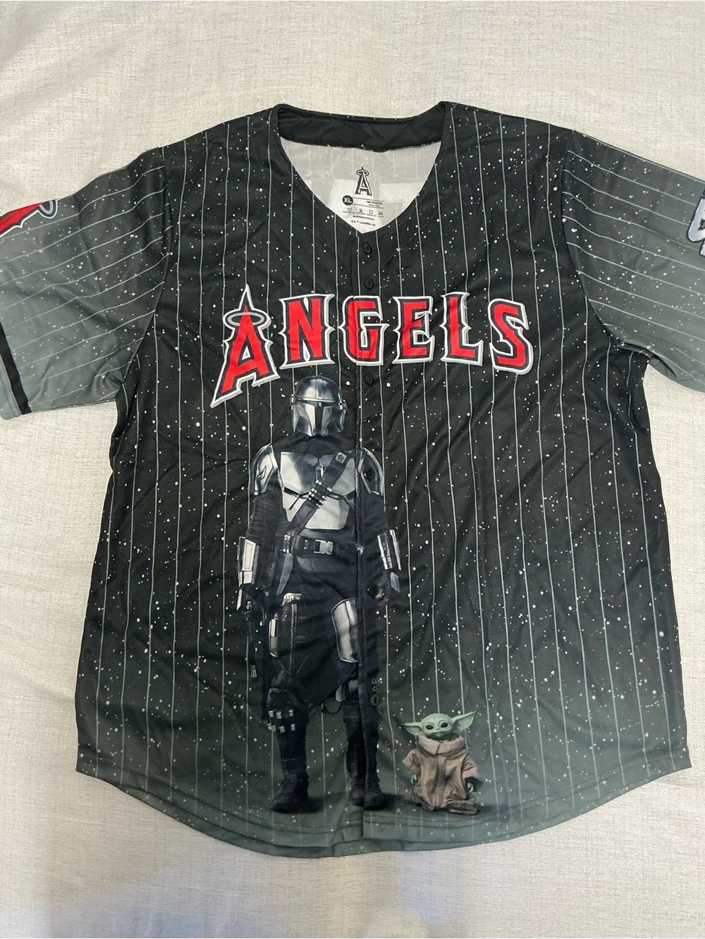Los Angeles Angels Star Wars Mandalorian Frogu Baseball Jersey Size XL